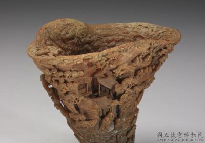 图片[2]-Carved rhinoceros horn cup with a celebratory gathering of immortals, Qianlong reign (1736-1795), Qing dynasty-China Archive